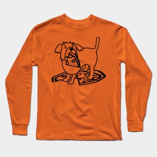 Cute Dog with Pizza Outline Long Sleeve T-Shirt